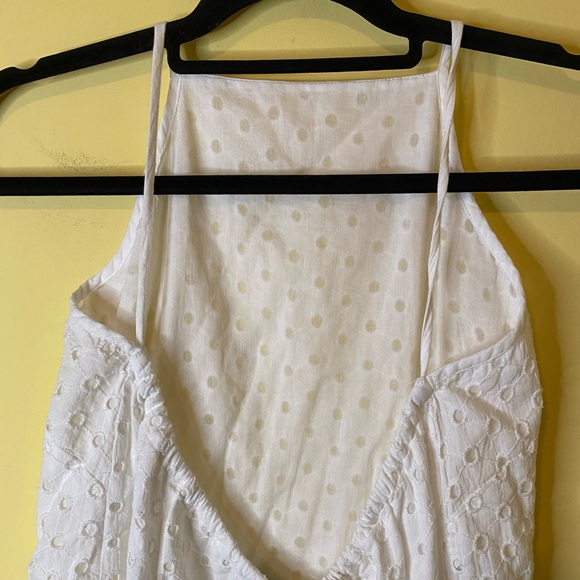 ASOS Eyelet Mini Dress Halter Front Open Back Size 00 White - Picture 7 of 9